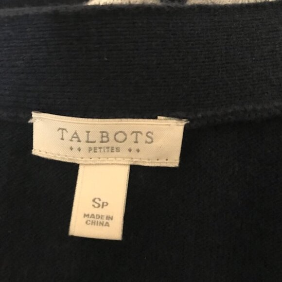 Talbots Women's Navy Anchor Open Front Cardigan Size Small Petite - Picture 5 of 7